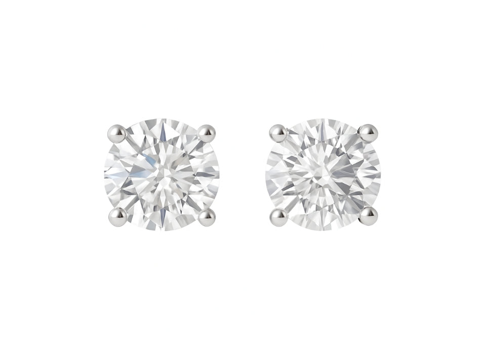 14k White Gold Diamond Stud Earrings