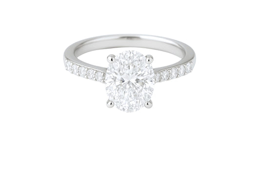 14k White Gold Oval Diamond Engagement Ring