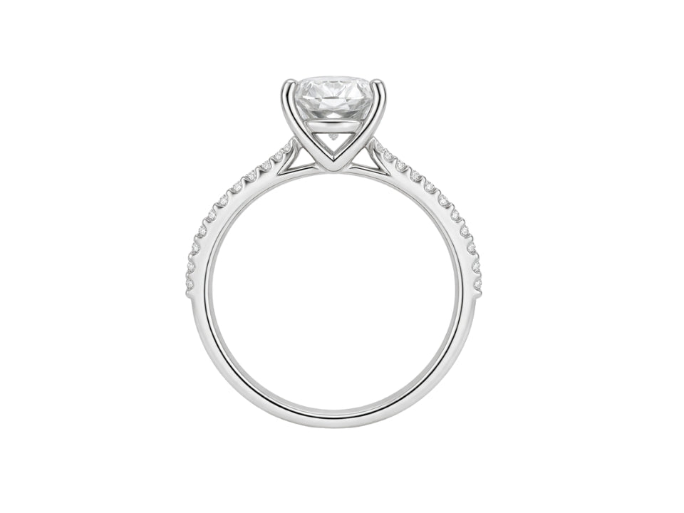 14k White Gold Oval Diamond Engagement Ring