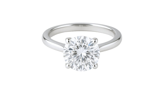 14k White Gold Round Solitaire Diamond Engagement Ring