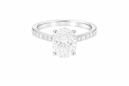 14k White Gold Oval Diamond Engagement Ring