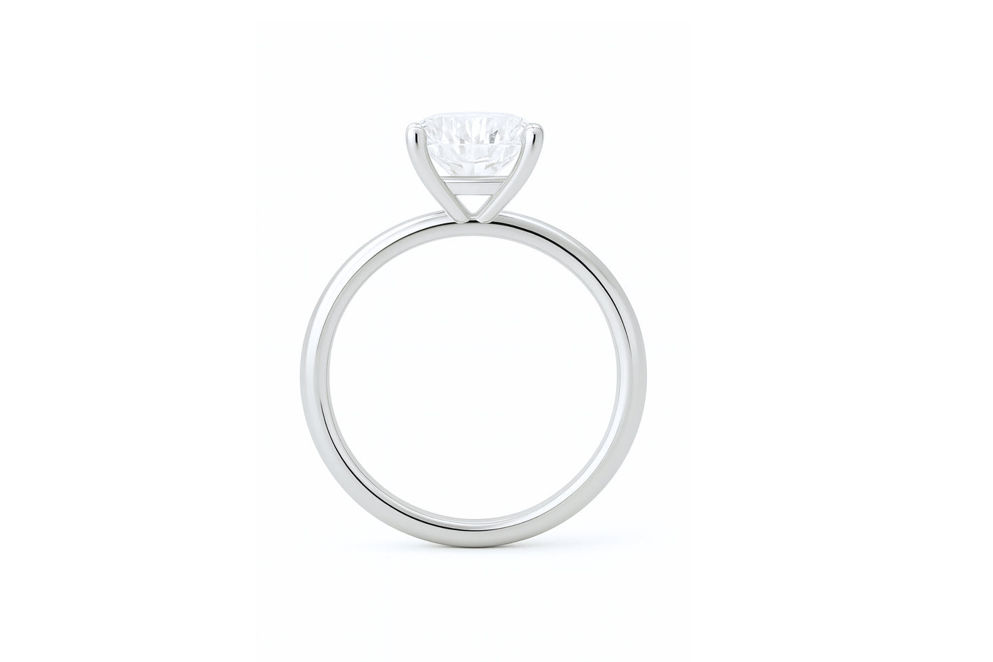 14k White Gold Oval Diamond Solitaire Engagement Ring