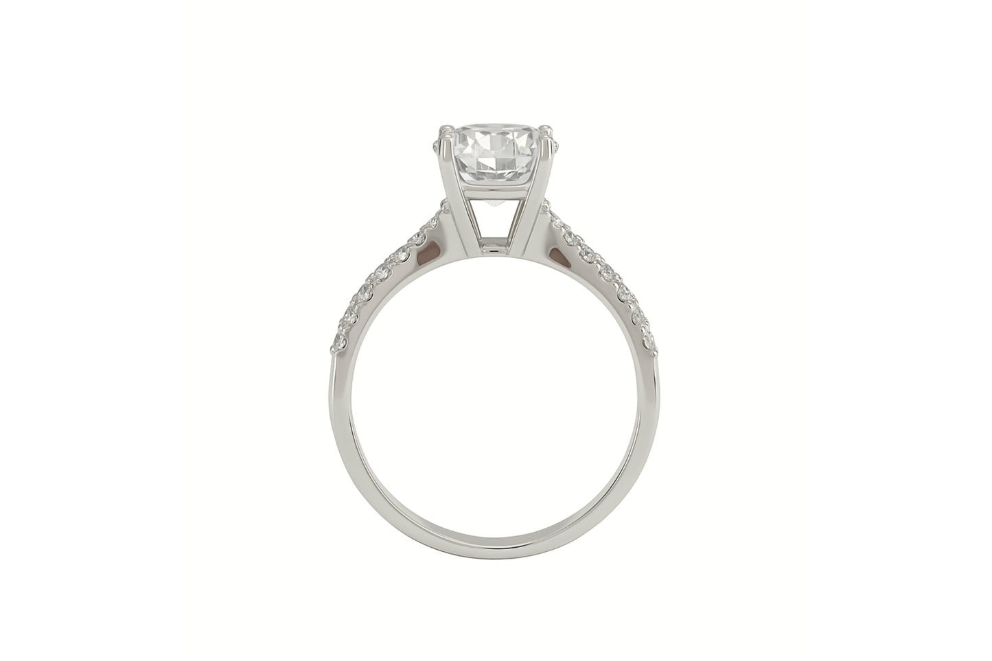 14k White Gold Split Band Round Engagement Ring