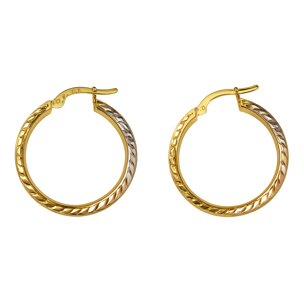 10k Triple Tone Hoop Earrings