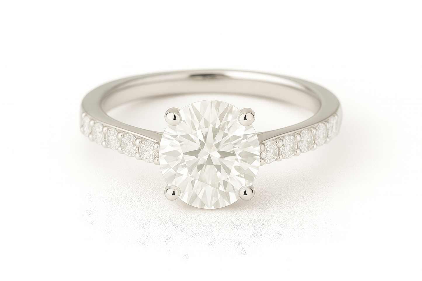 14k White Gold Round Diamond Engagement Ring