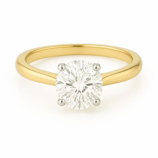 14k Yellow Gold Round Diamond Engagement Ring