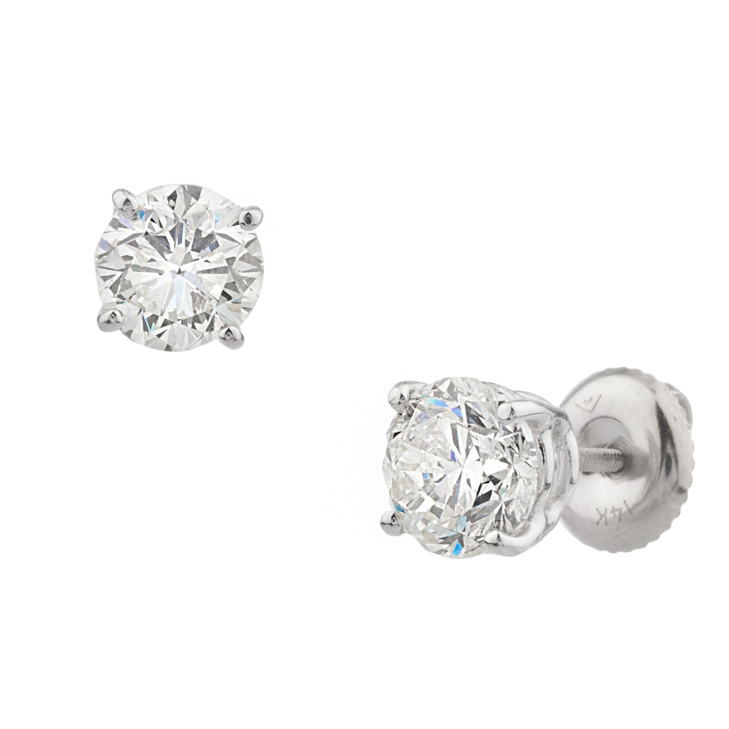 14k White Gold Diamond Stud Earring