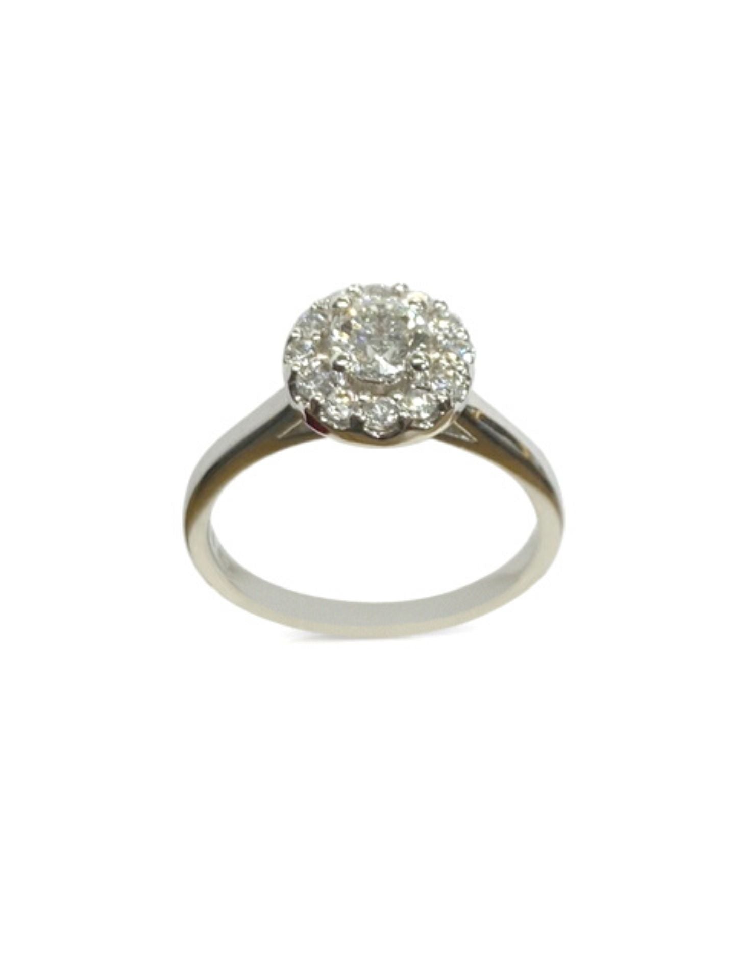 14k Round Top Halo Diamond Engagement Ring