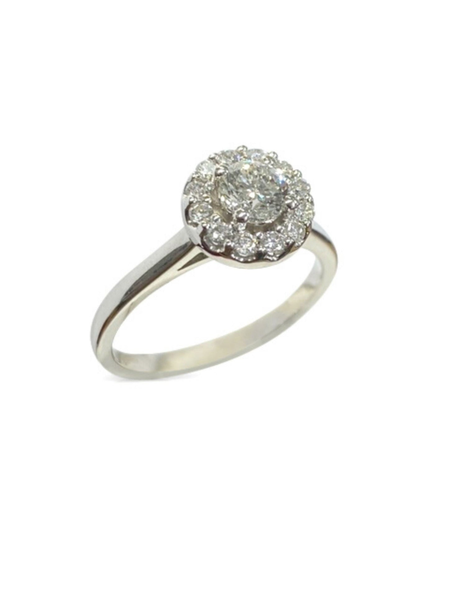 14k Round Top Halo Diamond Engagement Ring