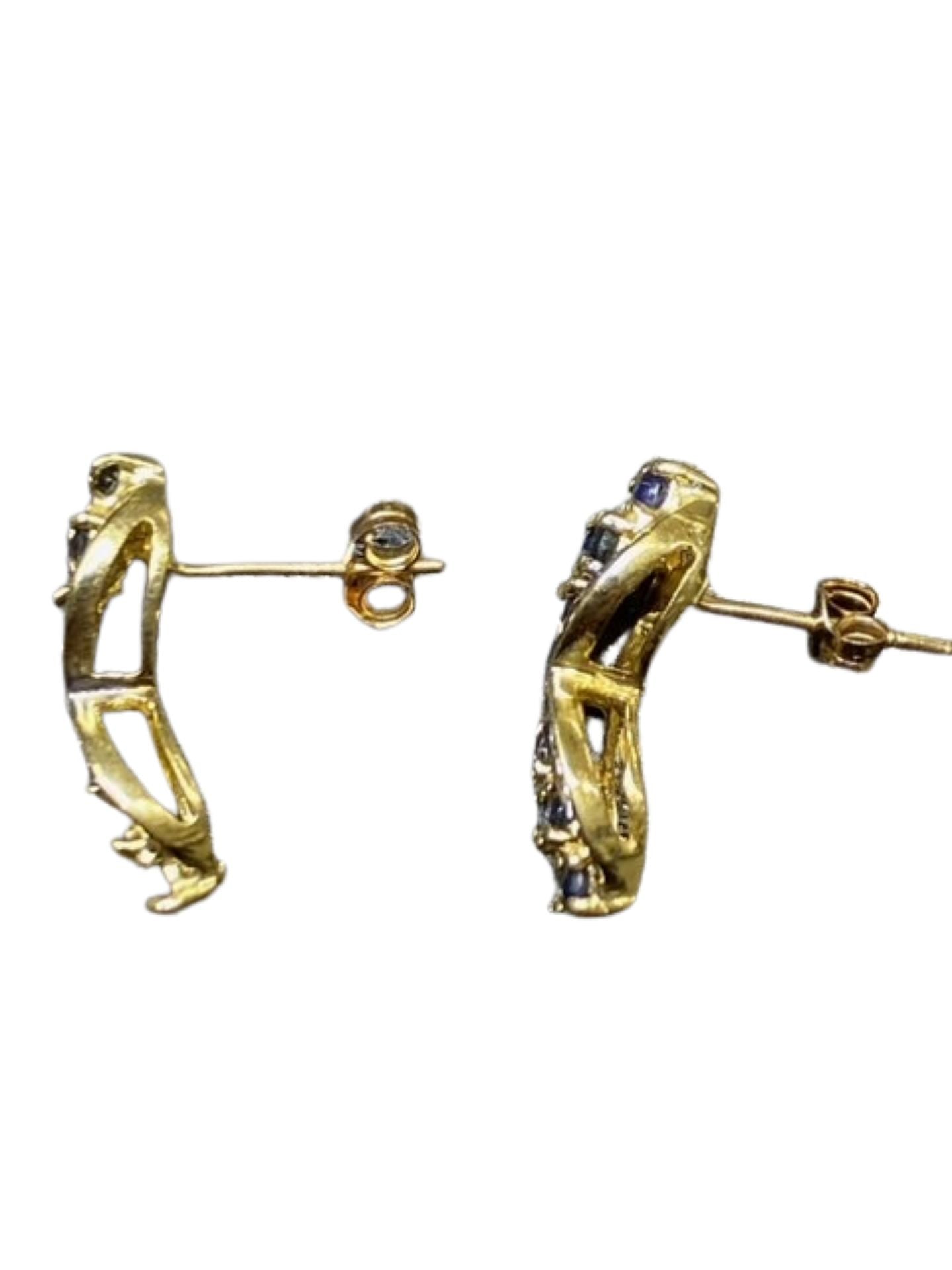 10k Sapphire and Diamond Earrings