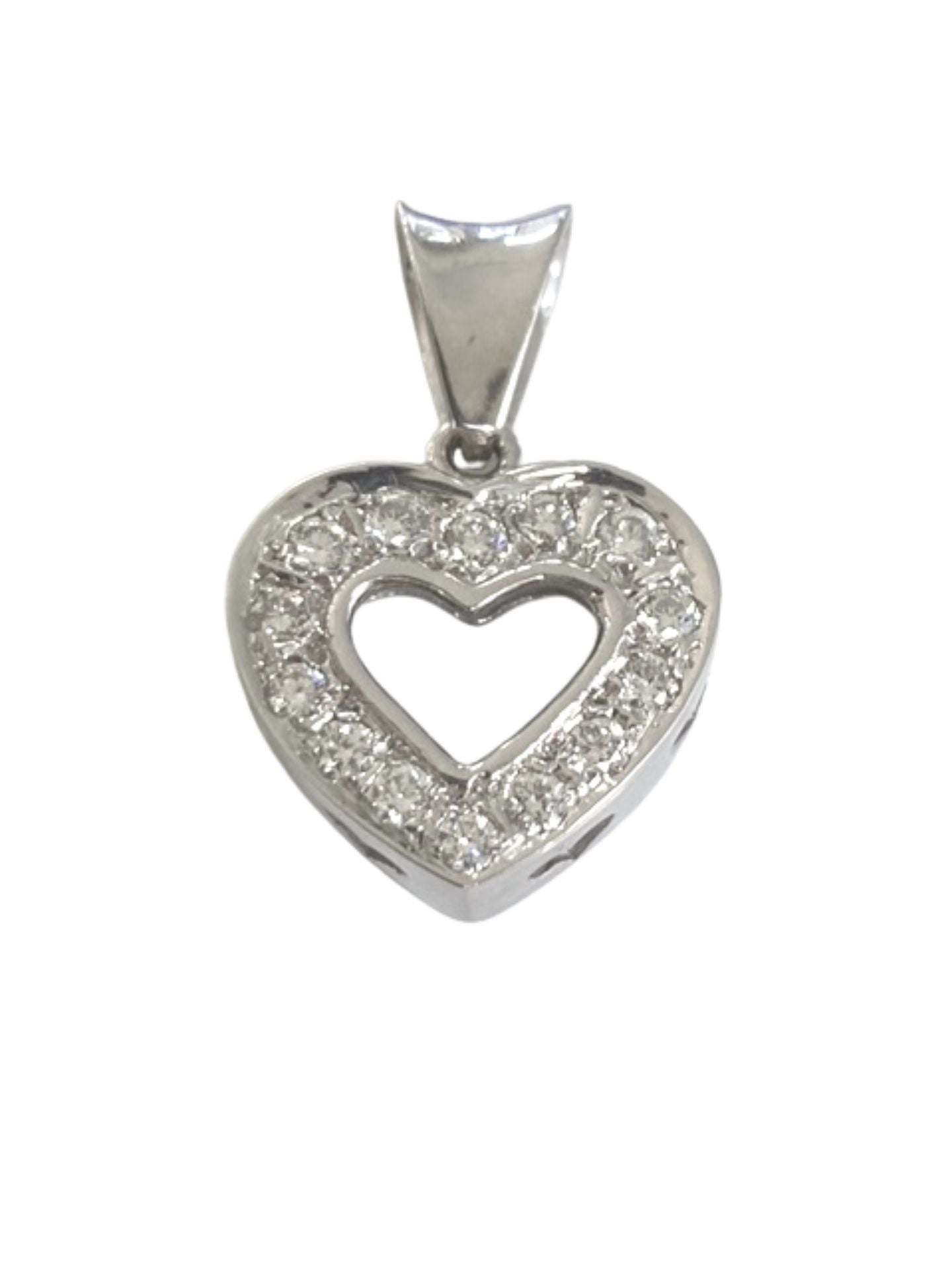 14k White Gold Heart Shape Diamond Pendant
