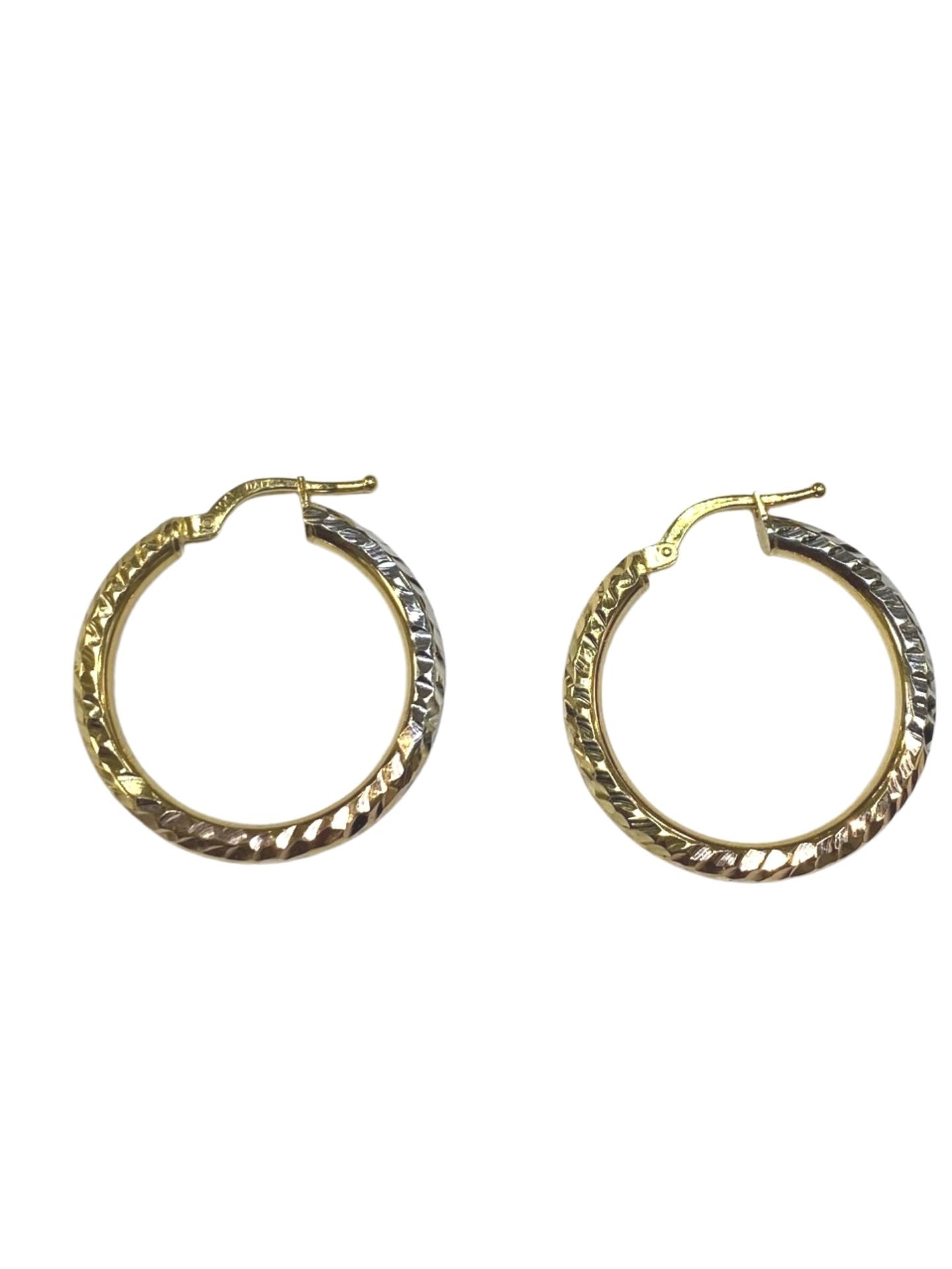 10k Triple Tone Hoop Earrings