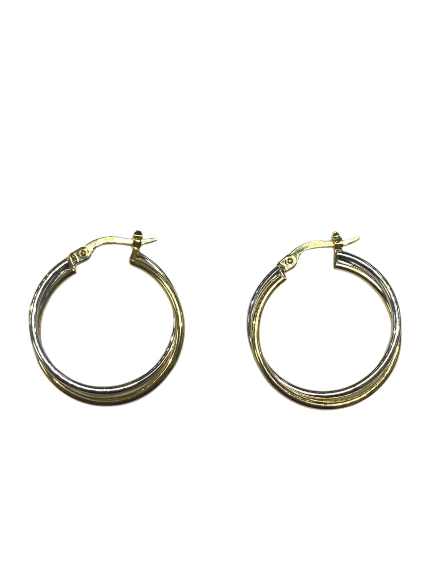 10k Two Tone Double Hoop Earrings