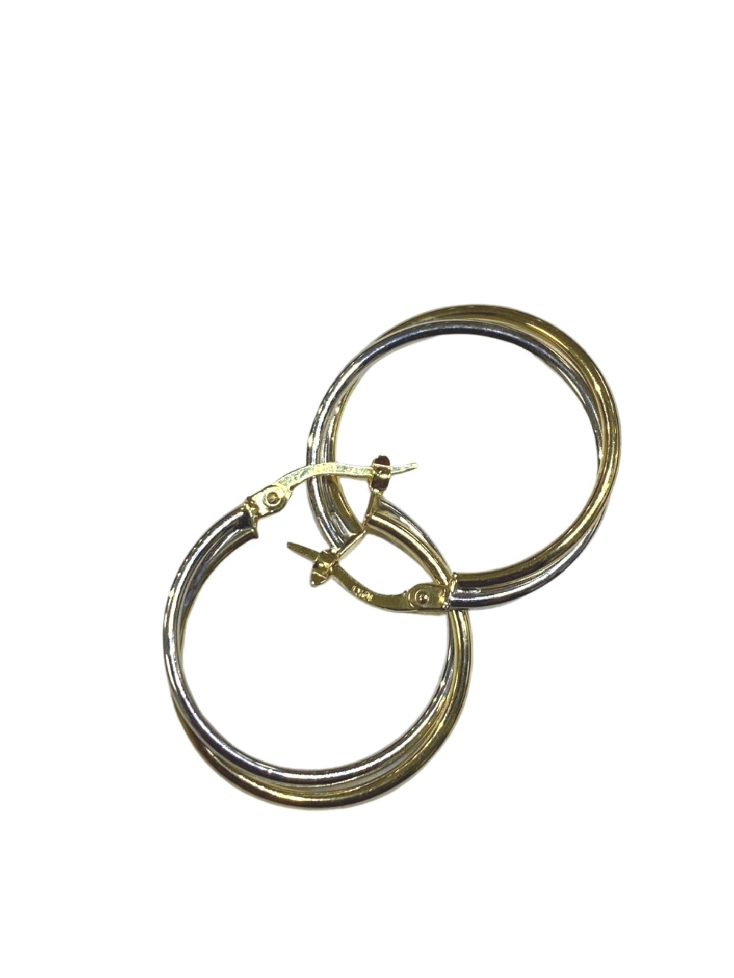 10k Two Tone Double Hoop Earrings