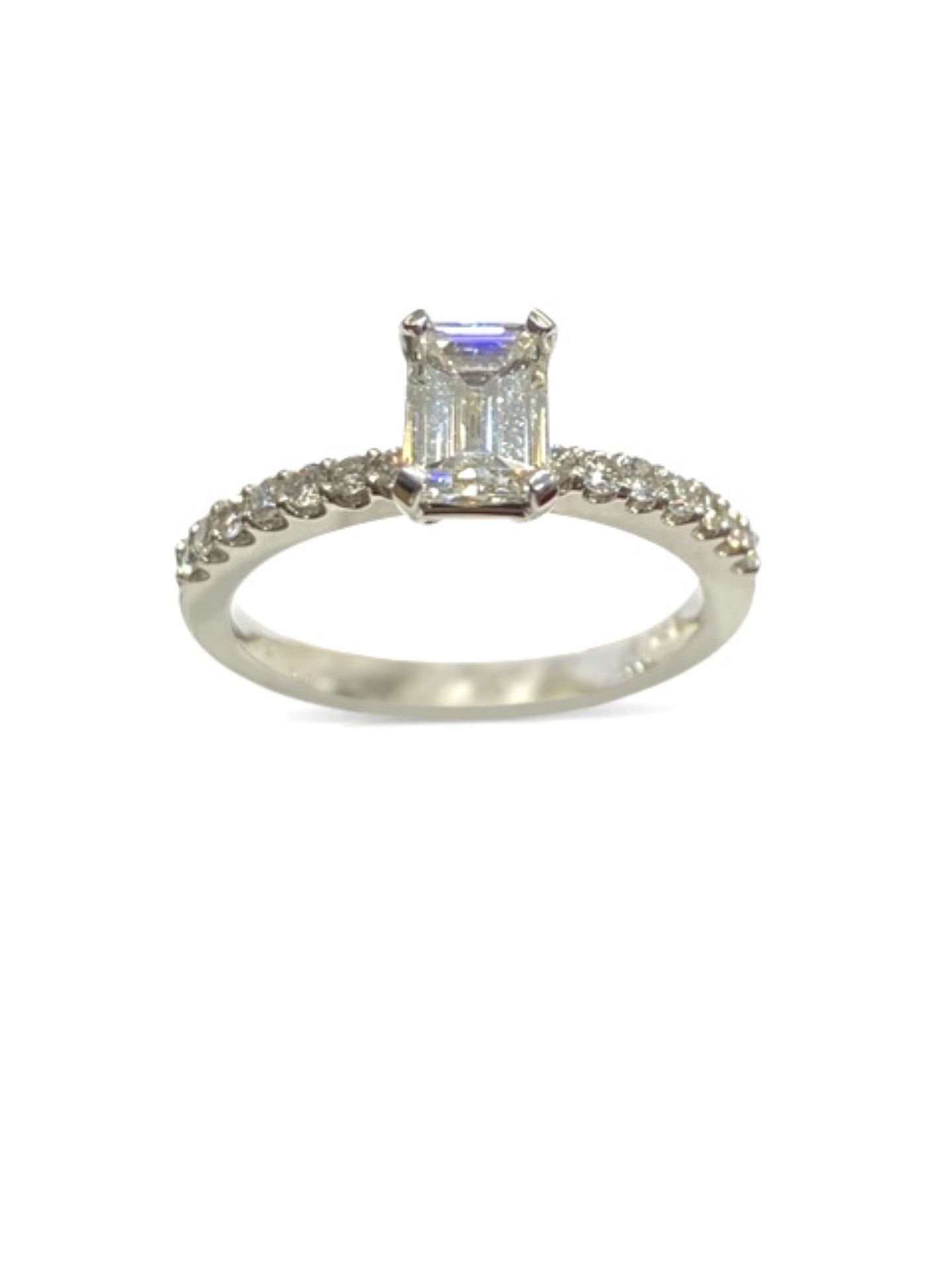 14k Emerald Cut Diamond Engagement Ring