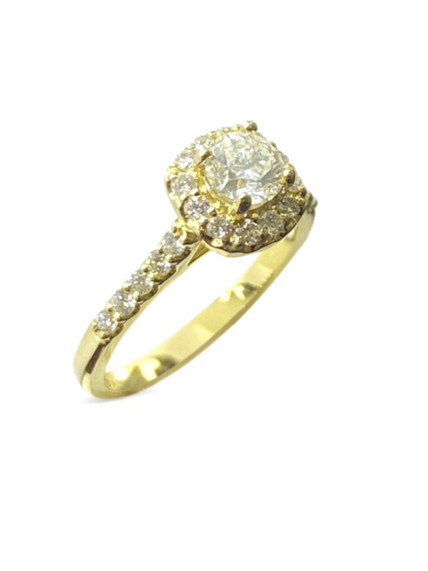 14k Yellow Gold Halo Diamond Engagement Ring