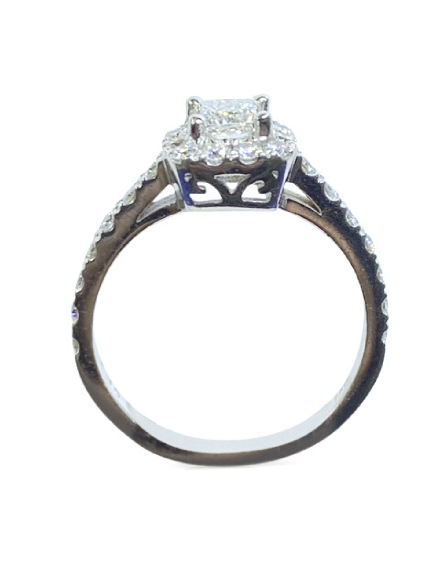 14k Square Halo Diamond Engagement Ring