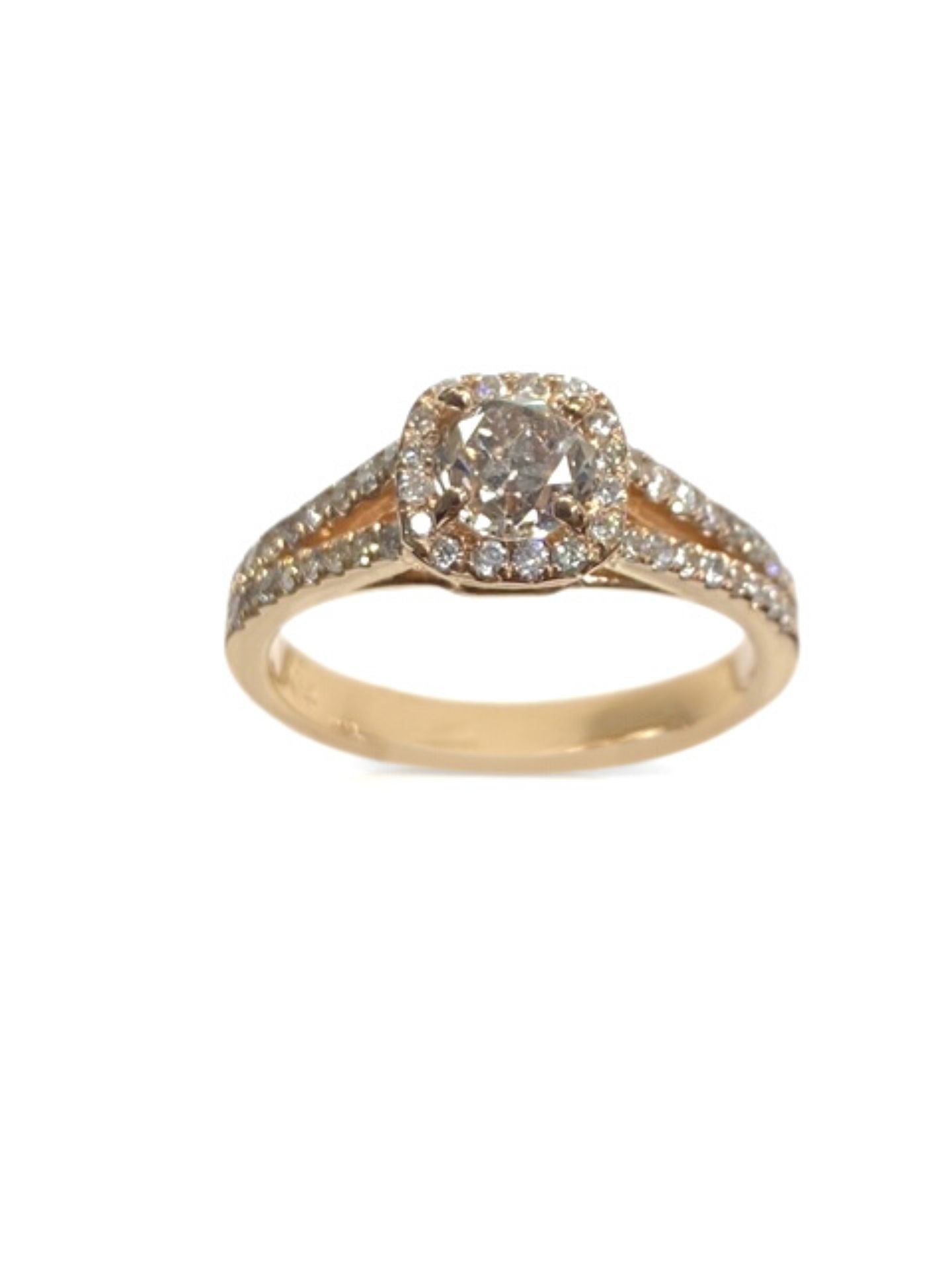14k Rose Gold Halo Diamond Engagement Ring