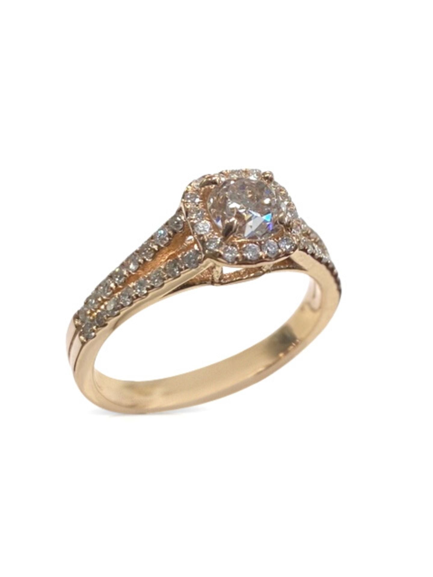 14k Rose Gold Halo Diamond Engagement Ring