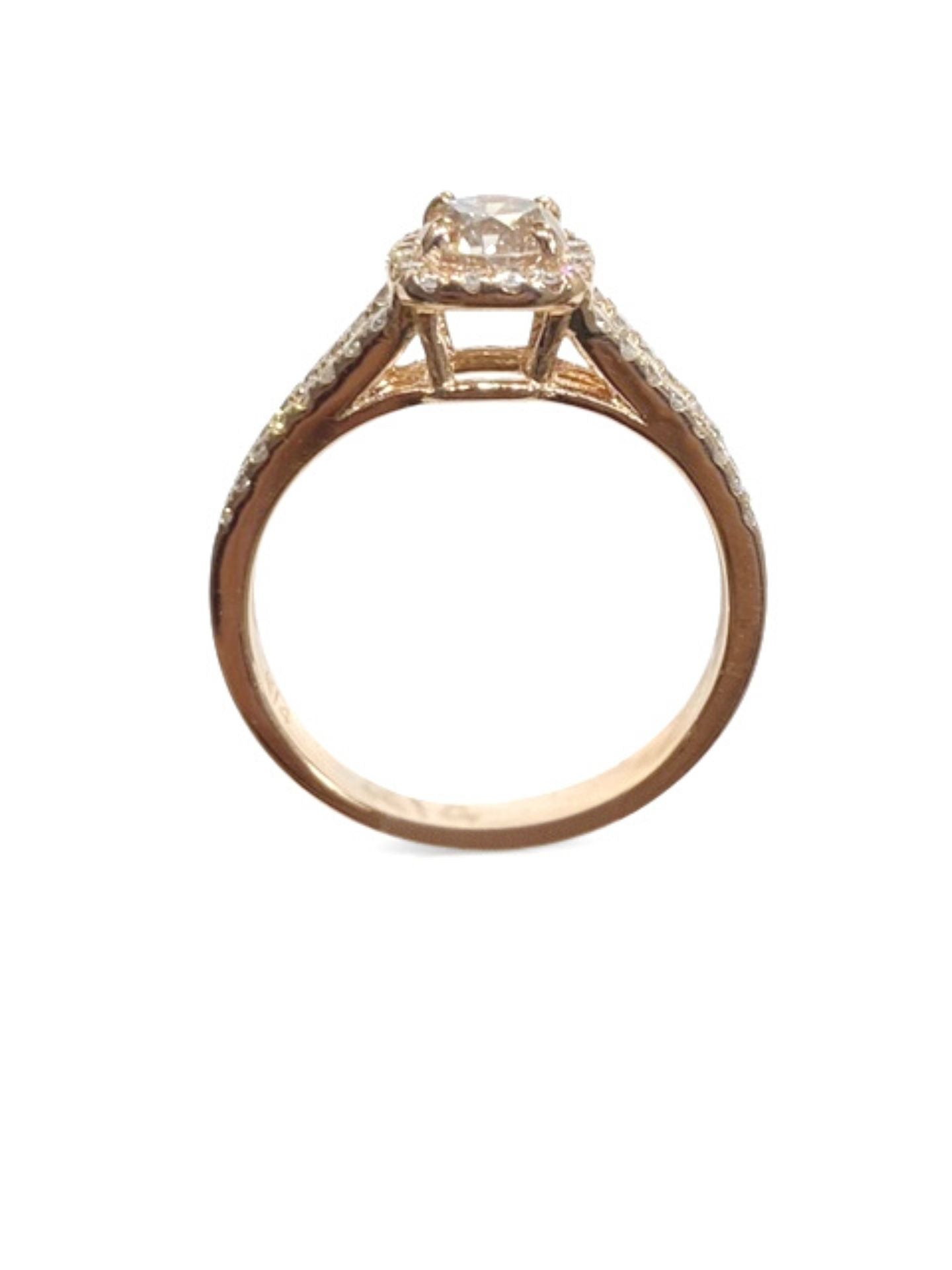 14k Rose Gold Halo Diamond Engagement Ring