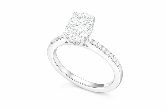 14k White Gold Oval Diamond Engagement Ring