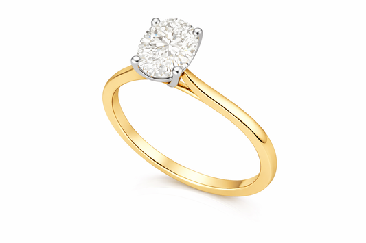 14k Yellow Gold Oval Diamond Engagement Ring