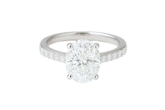 14k White Gold Oval Diamond Engagement Ring