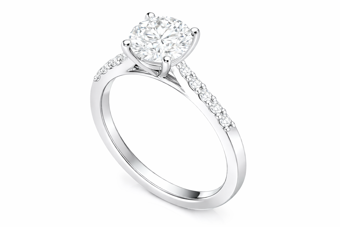14k White Gold Round Diamond Engagement Ring