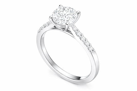 14k White Gold Round Diamond Engagement Ring