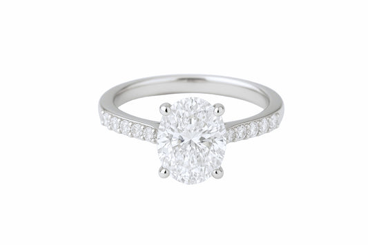14k White Gold Oval Engagement Ring