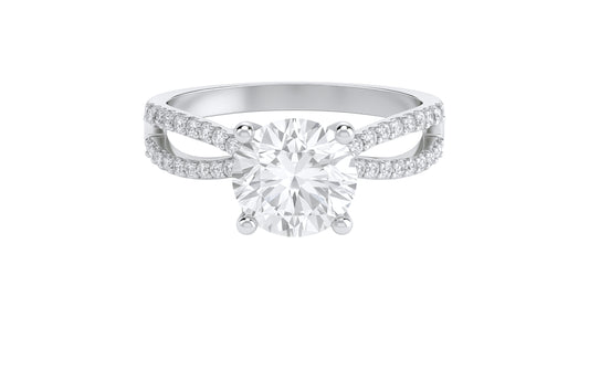 14k White Gold Split Band Round Engagement Ring