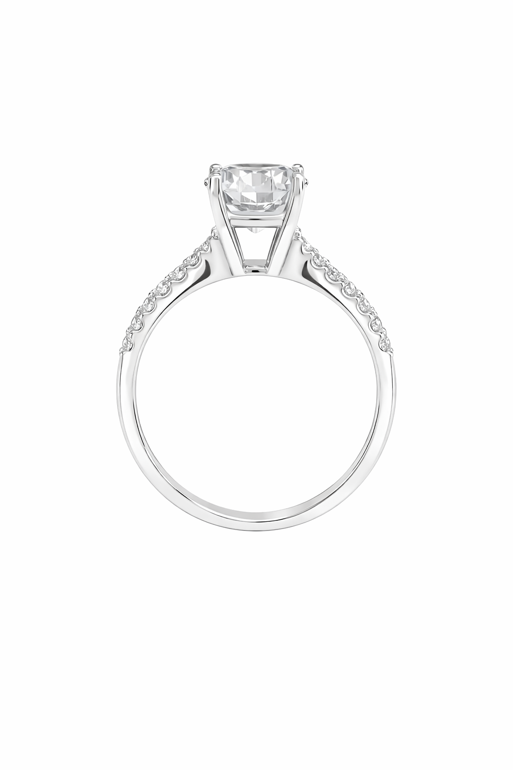 14k White Gold Split Band Round Engagement Ring