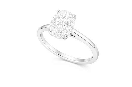 14k White Gold Oval Diamond Solitaire Engagement Ring