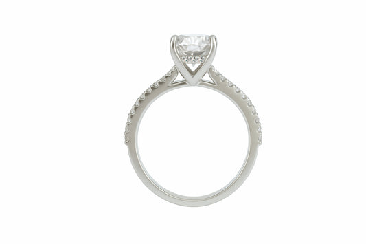 14k White Gold Oval Diamond Engagement Ring