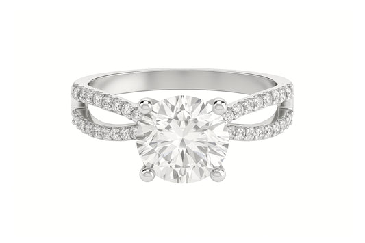 14k White Gold Split Band Round Engagement Ring