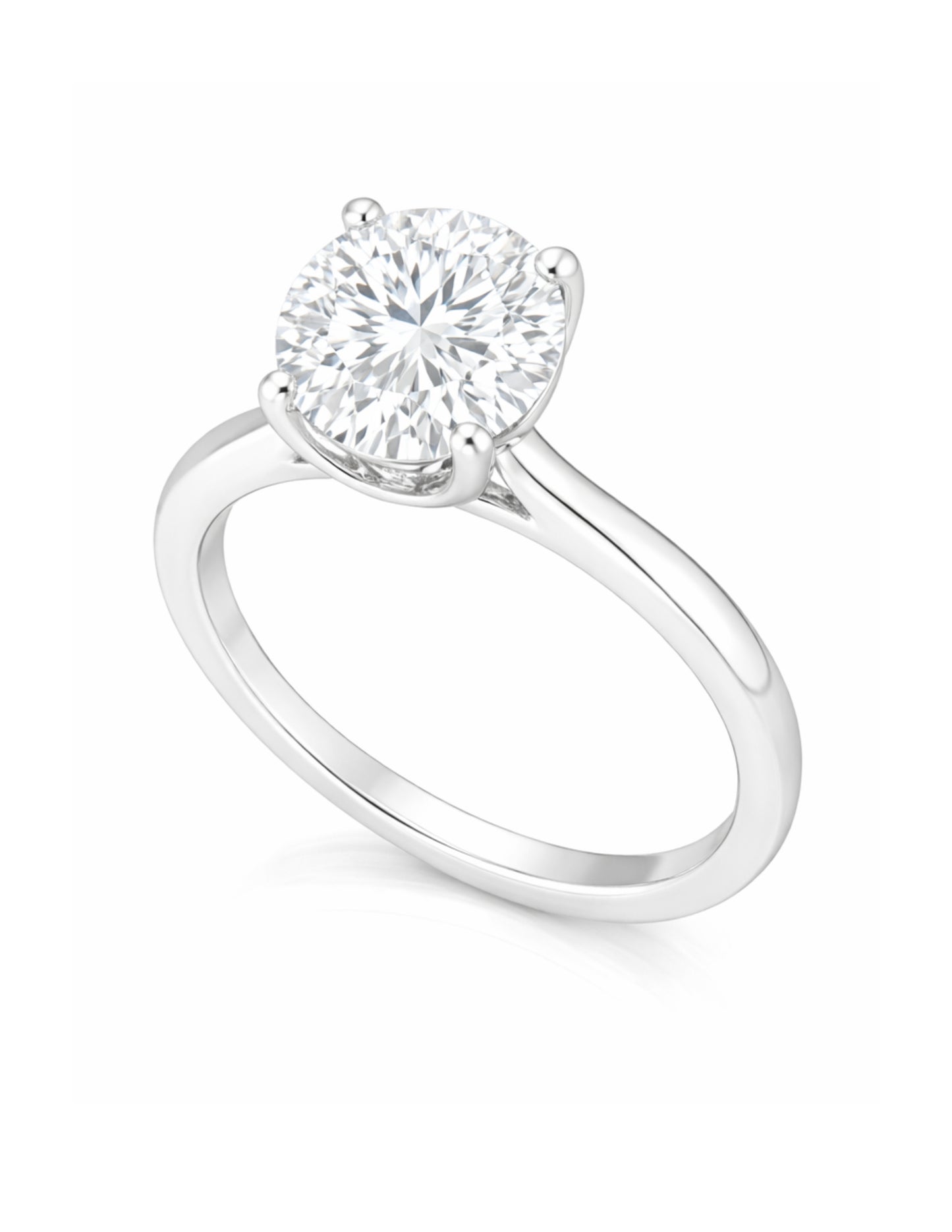 14k White Gold Round Solitaire Diamond Engagement Ring