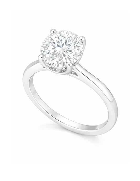 14k White Gold Round Solitaire Diamond Engagement Ring