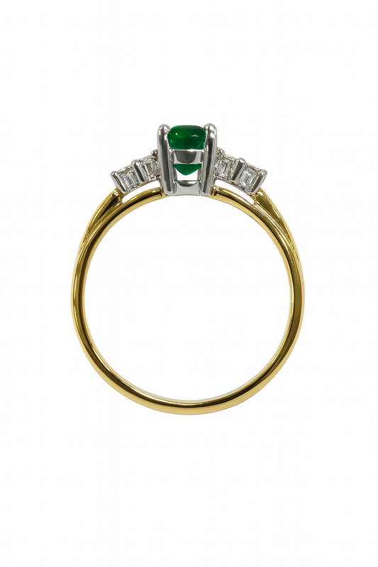 14k Yellow Gold Genuine Emerald Ring