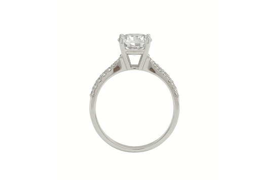 14k White Gold Split Band Round Engagement Ring