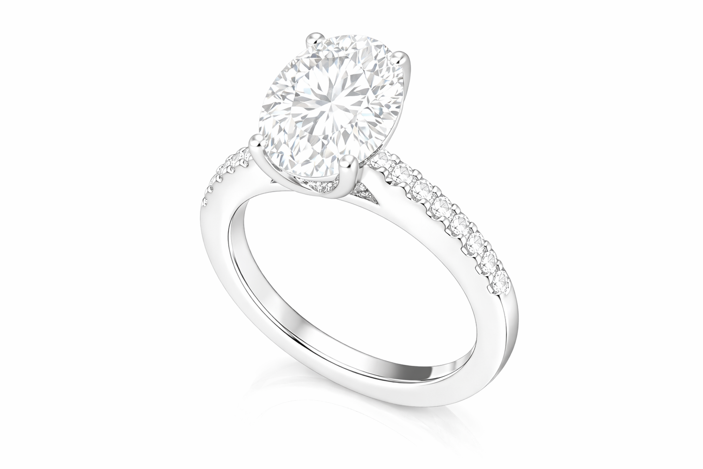 14k White Gold Oval Diamond Engagement Ring