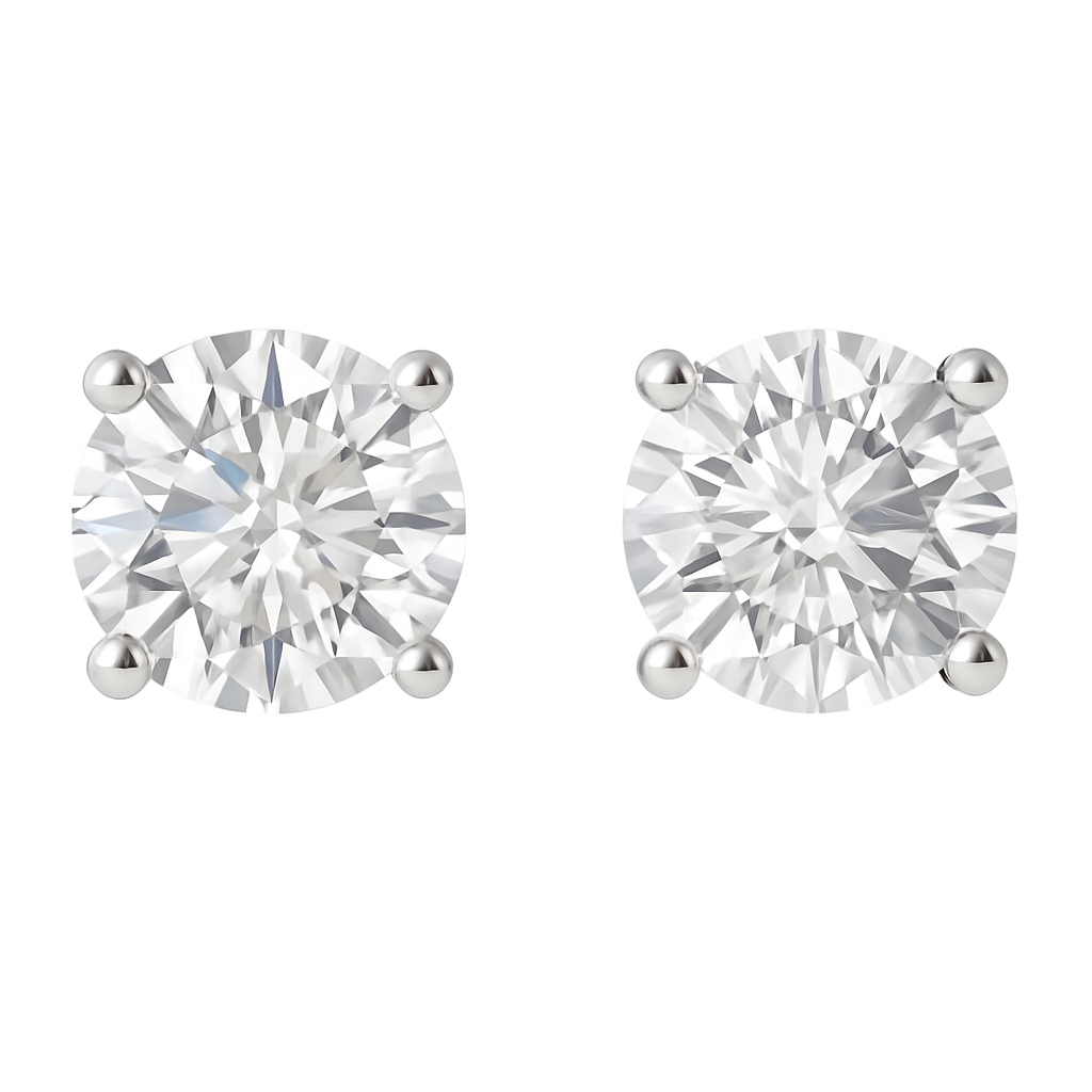 14k White Gold Diamond Stud Earrings