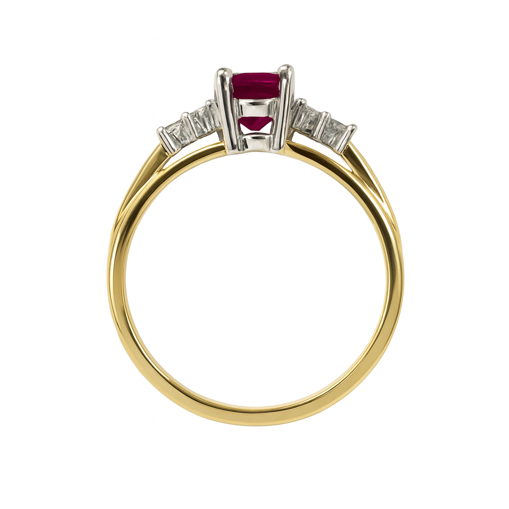 14k Yellow Gold Genuine Ruby Ring