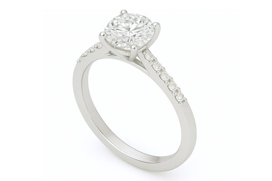 14k White Gold Round Diamond Engagement Ring