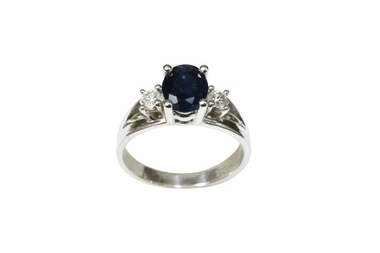14k White Gold Genuine Sapphire Ring