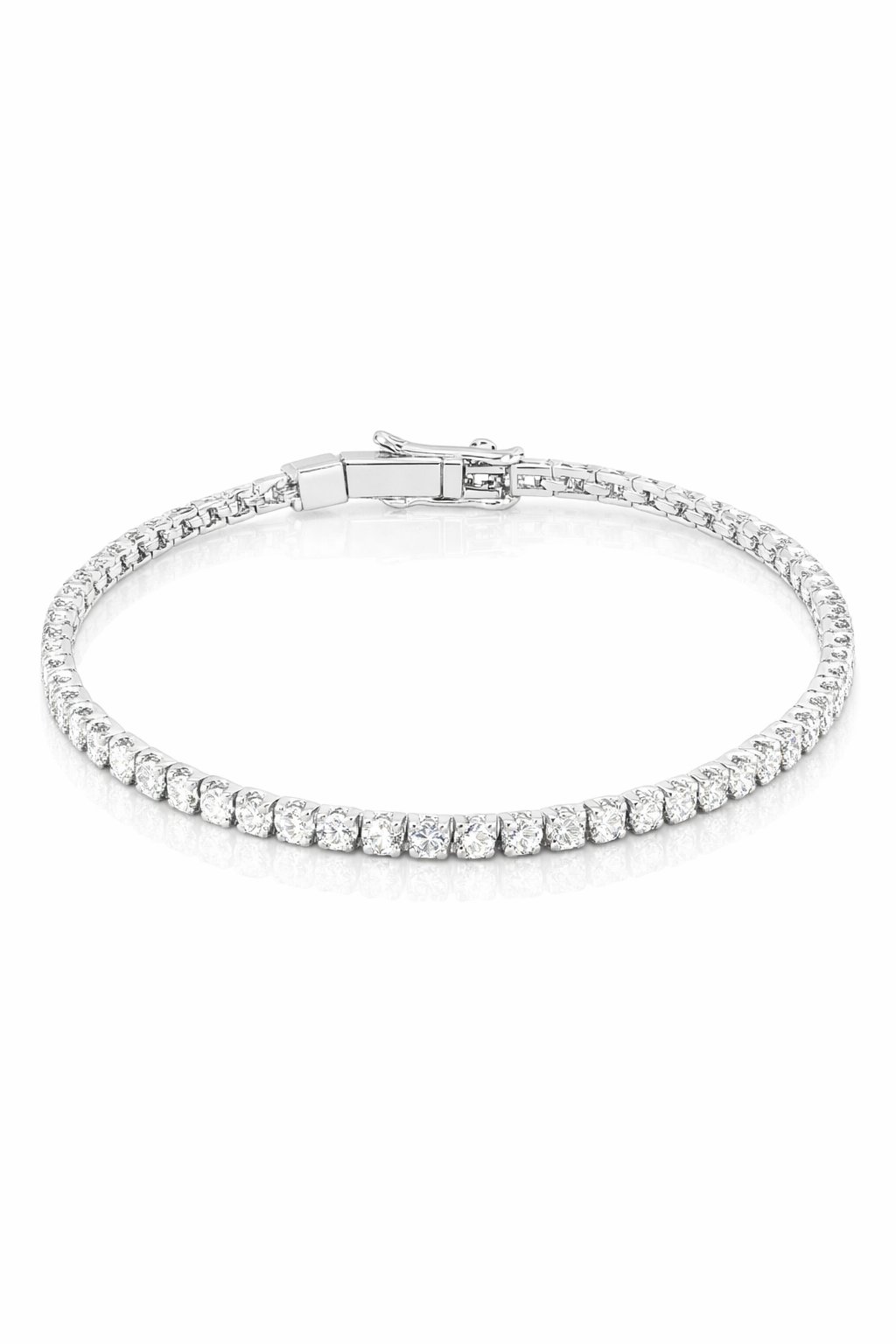 14k White Gold Tennis Bracelet 2 CT Round