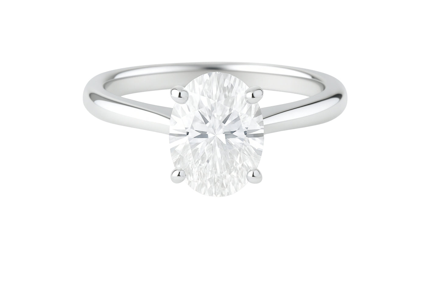 14k White Gold Oval Diamond Solitaire Engagement Ring
