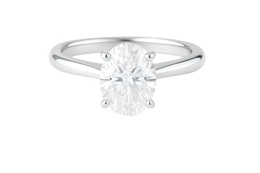 14k White Gold Oval Diamond Solitaire Engagement Ring