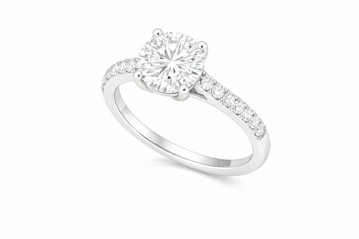 14k White Gold Round Diamond Engagement Ring