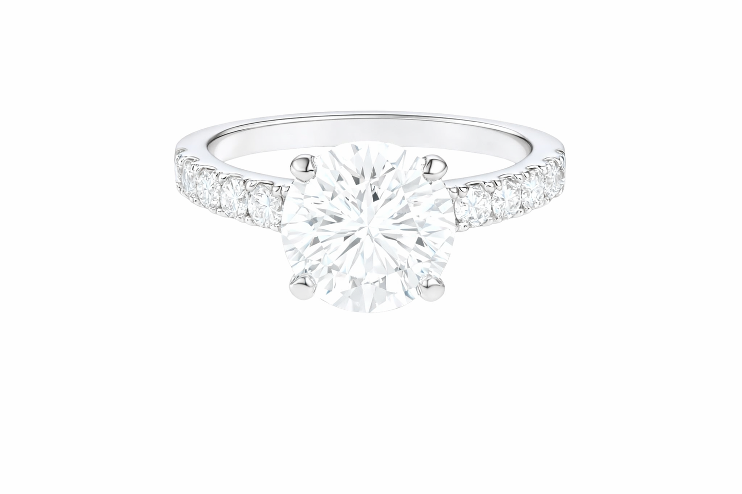 14k White Gold Round Diamond Engagement Ring