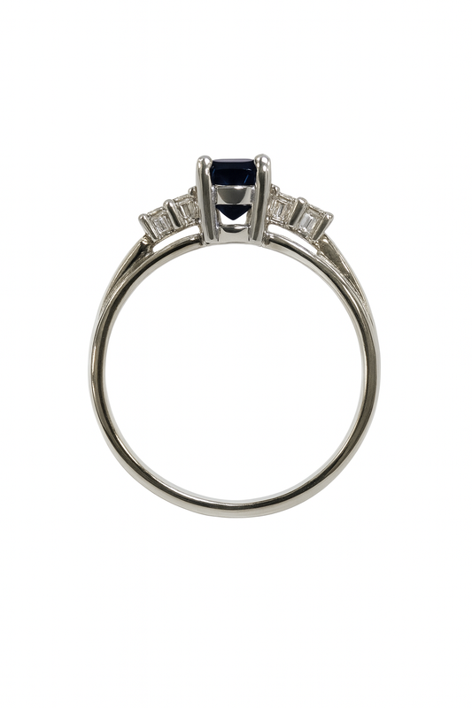 14k White Gold Genuine Sapphire Ring